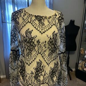 Altar'd State Black Lace Overlay Blouse